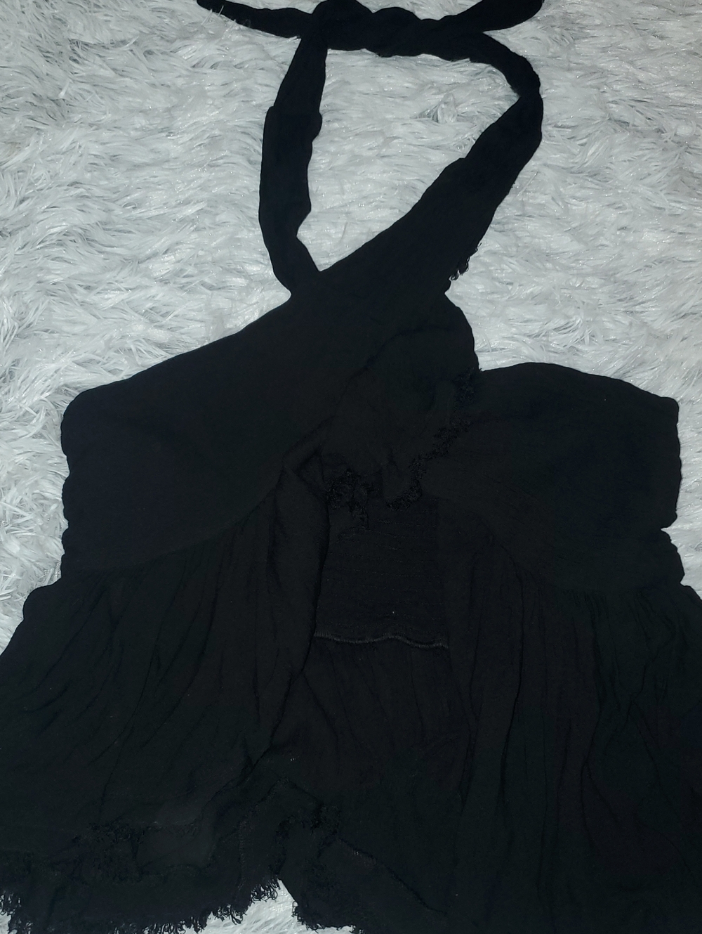 *Free People Smocked Black Halter Ruffle Women’s Top*